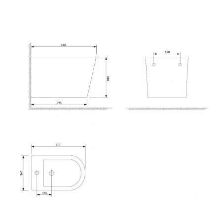 Vas bideu OMNIRES TAMPA, Alb Lucios, 51x36 cm, montaj suspendat,ceramica sanitara