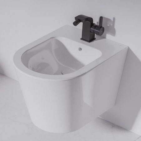 Vas bideu OMNIRES TAMPA, Alb Lucios, 51x36 cm, montaj suspendat,ceramica sanitara