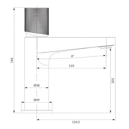 Baterie lavoar OMNIRES CONTOUR, Auriu, finisaj periat PVD, perlator, montaj pe lavoar