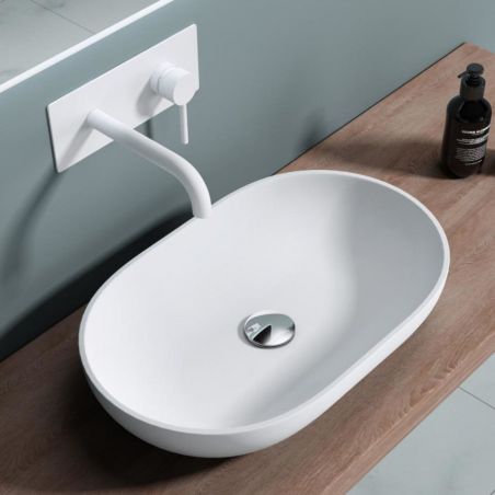 Lavoar EGO 808, Alb, mat, 54x34 cm ,montaj pe blat, compozit marmura
