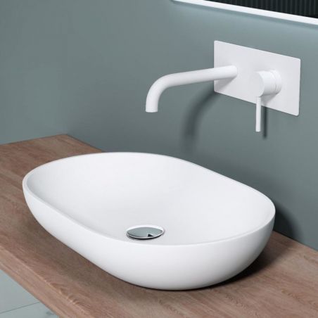 Lavoar EGO 808, Alb, mat, 54x34 cm ,montaj pe blat, compozit marmura