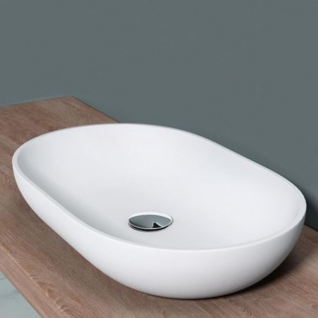 Lavoar EGO 808, Alb, mat, 54x34 cm ,montaj pe blat, compozit marmura