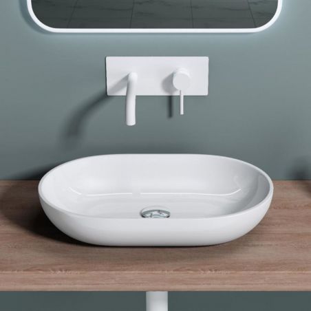 Lavoar EGO 808, Alb, mat, 54x34 cm ,montaj pe blat, compozit marmura