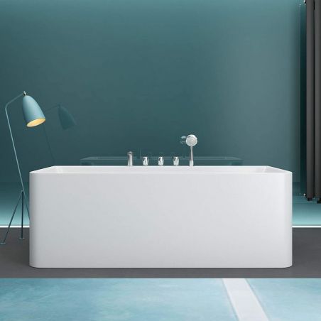 Cada de baie EGO 601S, freestanding, 170 sau 180 cm, baterie integrata cu finisaj crom, acril sanitar termoactiv, alb