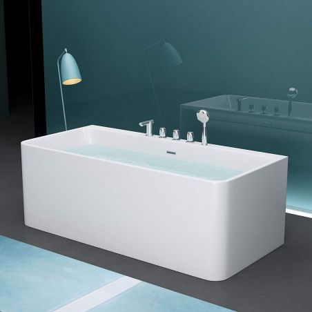 Cada de baie EGO 601S, freestanding, 170 sau 180 cm, baterie integrata cu finisaj crom, acril sanitar termoactiv, alb