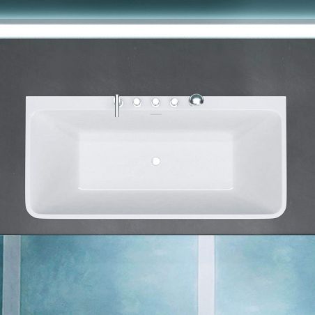 Cada de baie EGO 601S, freestanding, 170 sau 180 cm, baterie integrata cu finisaj crom, acril sanitar termoactiv, alb