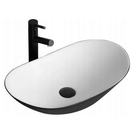 Lavoar EGO Royal, Negru Alb, lucios , 60.5x36cm, montaj pe blat, ceramica sanitara