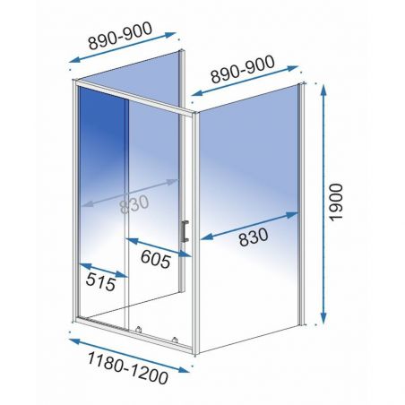 Cabina EGO-Slide, 3 laturi, usa Glisanta, sticla securizata 6 mm, dimensiuni la alegere