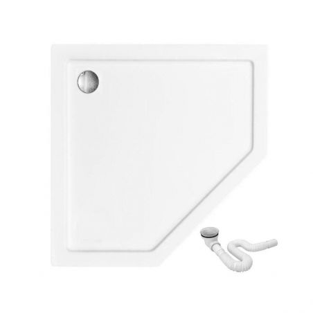 Cabina dus, pentagonala, usa batanta, crom, sticla 6 mm, 80-90 x 80-90 x 195 cm, Easy Clean, Ego-Axin