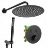 Sistem de dus cu termostat REA-MILER, Negru Mat, incastrat, baterie ascunsa, ploaie de dus 30 x 30 cm