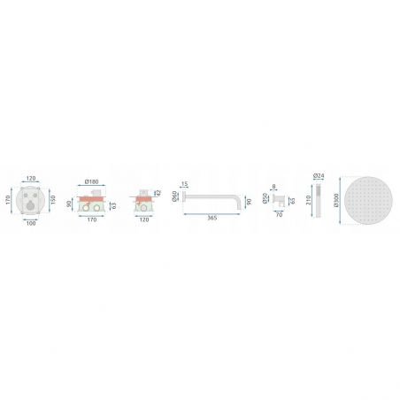 Sistem de dus cu termostat REA-MILER, Negru Mat, incastrat, baterie ascunsa, ploaie de dus 30 x 30 cm
