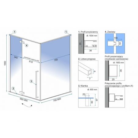 Cabina de dus, REA-Fargo Gold, sticla securizata 6mm, 80x100x195 cm, Nano Easy Clean, design minimalist