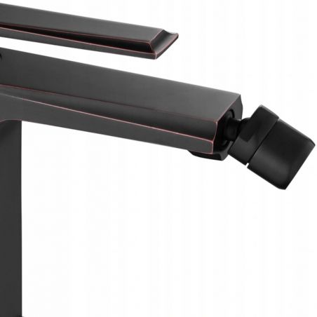 Baterie bideu Romano Black, finisaj Negru Mat, galvanizat, margini periate, montaj pe bideu