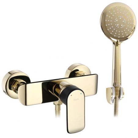 Baterie dus Bloom Black Gold, finisaj Negru Mat/Auriu, galvanizat, montaj pe perete