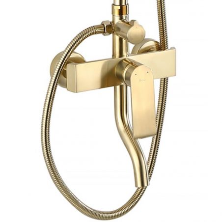 Sistem dus si cada Hass Gold, dus tip ploaie, dus de mana, finisaj periat Auriu, galvanizat, montaj pe perete