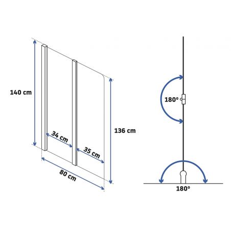 Paravan cada pliabil, elegant din 2 elemente AGAT-2, latime 80 sau 100 cm
