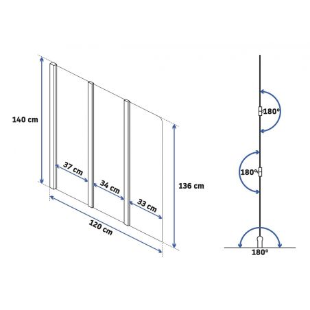 Paravan cada pliabil, elegant din 3 elemente AGAT-3, 120 cm latime