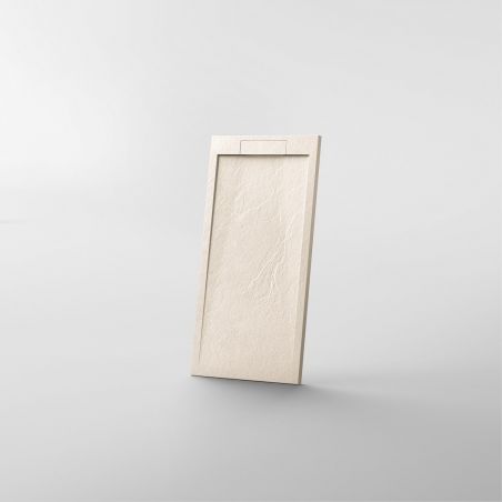Cadita  de dus, compozit mineral, dimensiuni 70-90 x 90-160 cm, inaltime 2.5 cm, scurgere ascunsa, decupabila, Crem, Antonio
