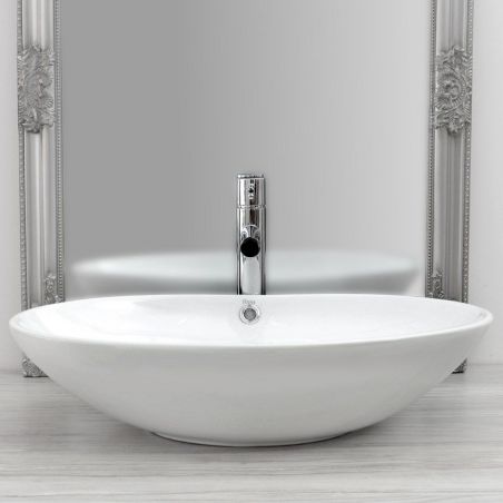Lavoar EGO OLG, Alb, lucios, 63x41.5 cm, montaj pe blat, ceramica sanitara, cu preaplin