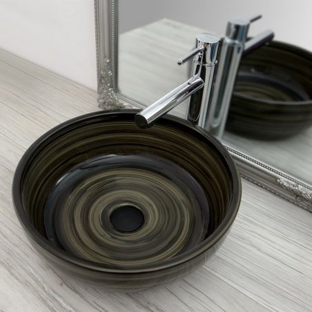 Lavoar EGO ClaudiaXB, Negru Verde, lucios, 40.5x40.5x14 cm, montaj pe blat, ceramica sanitara