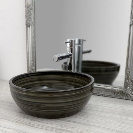 Lavoar EGO ClaudiaXB, Negru Verde, lucios, 40.5x40.5x14 cm, montaj pe blat, ceramica sanitara
