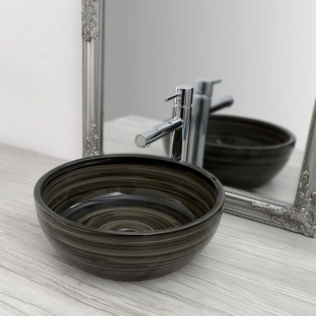 Lavoar EGO ClaudiaXB, Negru Verde, lucios, 40.5x40.5x14 cm, montaj pe blat, ceramica sanitara