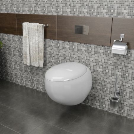 Vas WC EGO Angelo, Alb, 60x43 cm, montaj suspendat, capac duroplast slim soft-close inclus