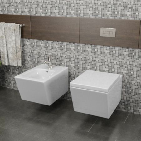 Vas Bideu EGO Antonio, Alb, 55x35 cm montaj suspendat, cu preaplin