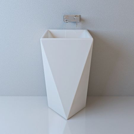 Lavoar stativ Enrico, Alb, 47x47x83 cm, montaj pe podea, ceramica sanitara