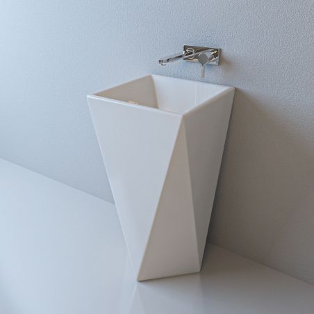 Lavoar stativ Enrico, Alb, 47x47x83 cm, montaj pe podea, ceramica sanitara