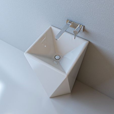 Lavoar stativ Enrico, Alb, 47x47x83 cm, montaj pe podea, ceramica sanitara