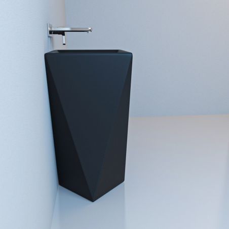 Lavoar stativ Enrico, Negru Mat, Power Colour, 47x47x83 cm, montaj pe podea, ceramica sanitara