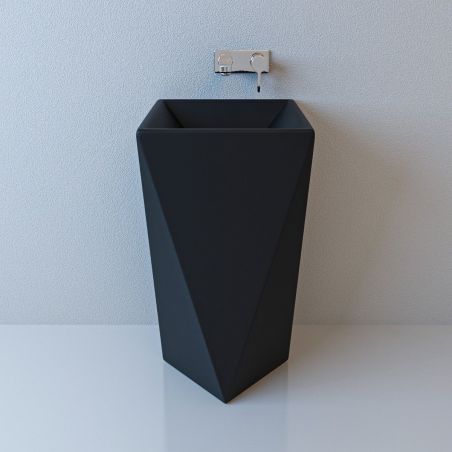 Lavoar stativ Enrico, Negru Mat, Power Colour, 47x47x83 cm, montaj pe podea, ceramica sanitara
