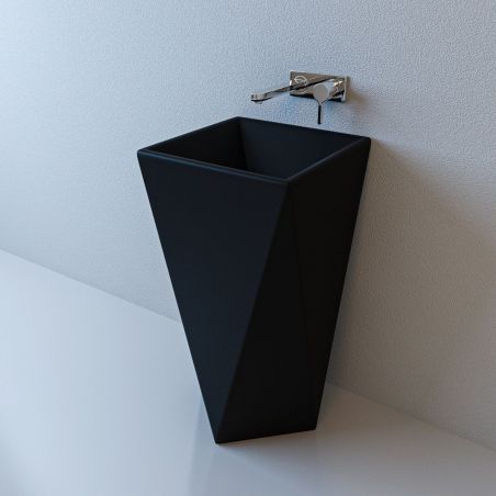 Lavoar stativ Enrico, Negru Mat, Power Colour, 47x47x83 cm, montaj pe podea, ceramica sanitara
