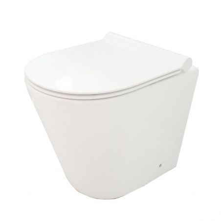 Vas WC EGO Galo, Rimless, Alb, 54x36 cm montaj podea, capac duroplast slim soft-close inclus