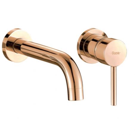 Baterie lavoar EGO-Lun Rose Gold, montaj incastrat in perete, finisaj auriu, design minimalist