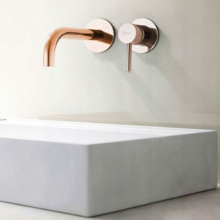 Baterie lavoar EGO-Lun Rose Gold, montaj incastrat in perete, finisaj auriu, design minimalist