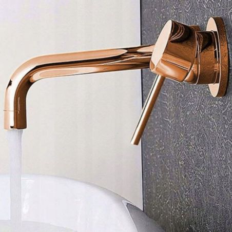 Baterie lavoar EGO-Lun Rose Gold, montaj incastrat in perete, finisaj auriu, design minimalist