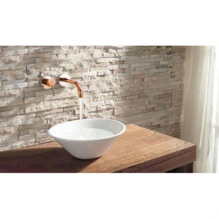Baterie lavoar EGO-Lun Rose Gold, montaj incastrat in perete, finisaj auriu, design minimalist