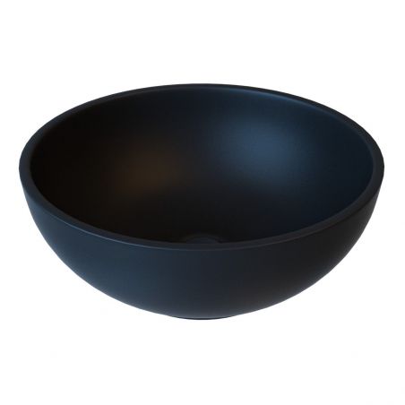 Lavoar EGO Cristiano, Negru Mat, 31x31 cm, montaj pe blat, fara gaura de baterie, ceramica sanitara