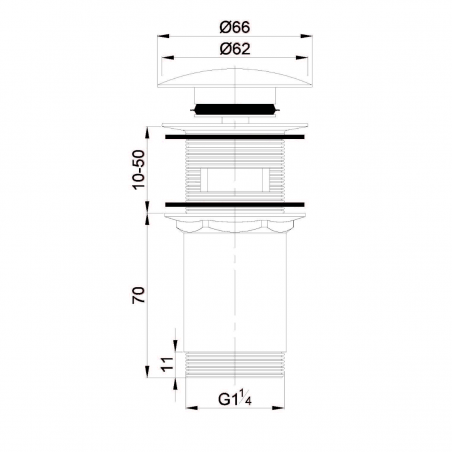 Ventil universal Omnires, sistem click-clack, finisaj PVD, Antracit