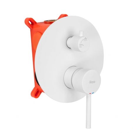 Sistem de dus Lungo, Alb, finisaj Mat, cap dus 25 cm, montaj incastrat, tratament Anti-Calcar