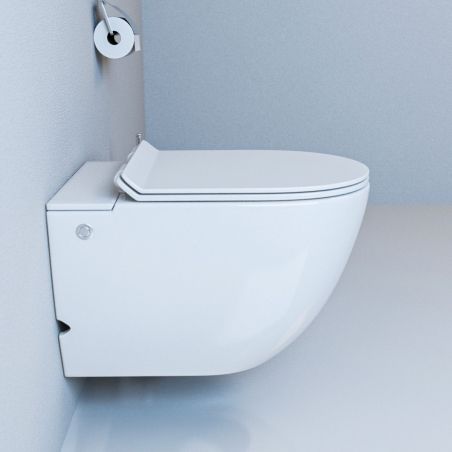 Vas Wc In-Tank, Tankless, rezervor integrat, montaj suspendat, 58x36 cm, capac soft-close, Ego Milano