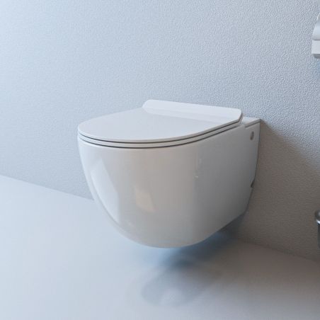 Vas Wc In-Tank, Tankless, rezervor integrat, montaj suspendat, 58x36 cm, capac soft-close, Ego Milano