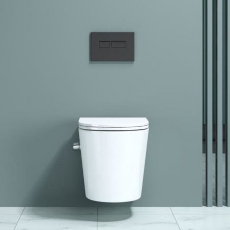 Vas wc suspendat cu functie de bideu A601, 53x36 cm, Rimless, Alb, Tehnologie Powerflush, capac Soft-Close, ceramica sanitara