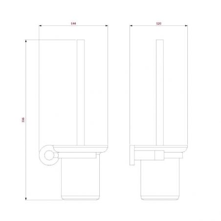 Perie WC cu suport din sticla Omnires Modern Project, Auriu, montaj pe perete