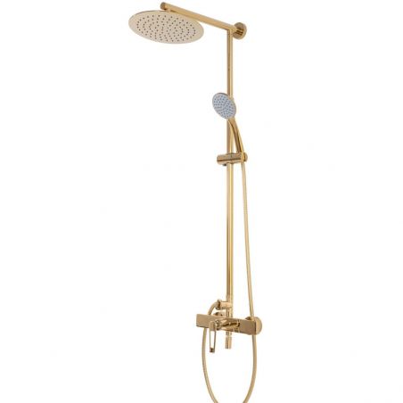 Sistem de dus Aldi Gold, Auriu, cap dus 25x25 cm, Anti Calcar, montaj pe perete