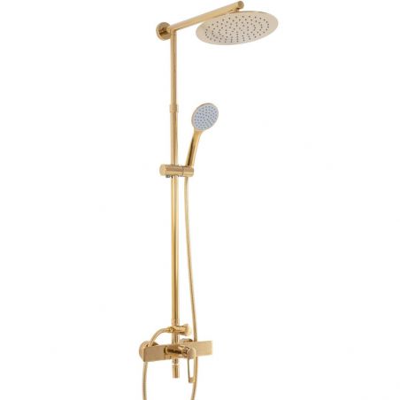 Sistem de dus Aldi Gold, Auriu, cap dus 25x25 cm, Anti Calcar, montaj pe perete
