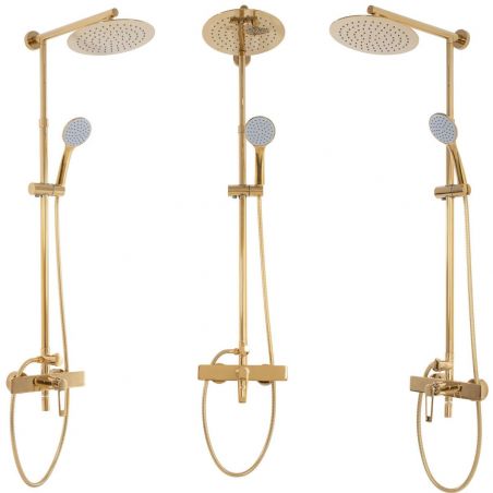 Sistem de dus Aldi Gold, Auriu, cap dus 25x25 cm, Anti Calcar, montaj pe perete