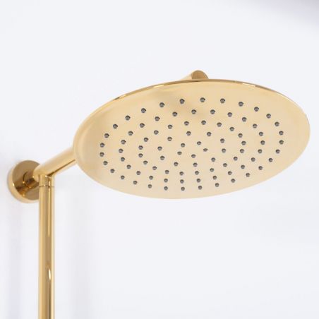 Sistem de dus Aldi Gold, Auriu, cap dus 25x25 cm, Anti Calcar, montaj pe perete